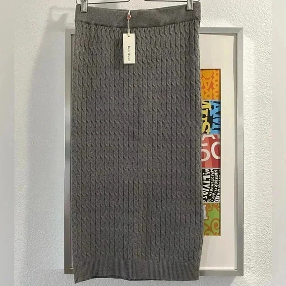 REVOLVE Heartloom New Midi Skirt Sweater Cable Knit Neutral Gray - Picture 5 of 10